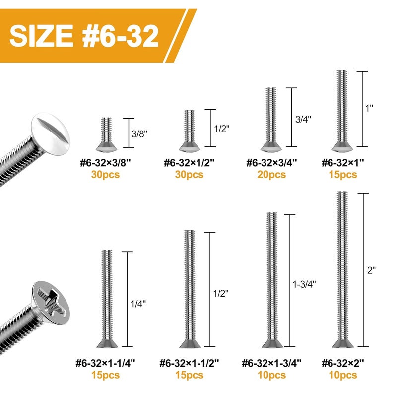 VIGRUE 145PCS Extra Long Outlet Screws - White Machine Screws for Wall Plate & Device Mounting - Image 2